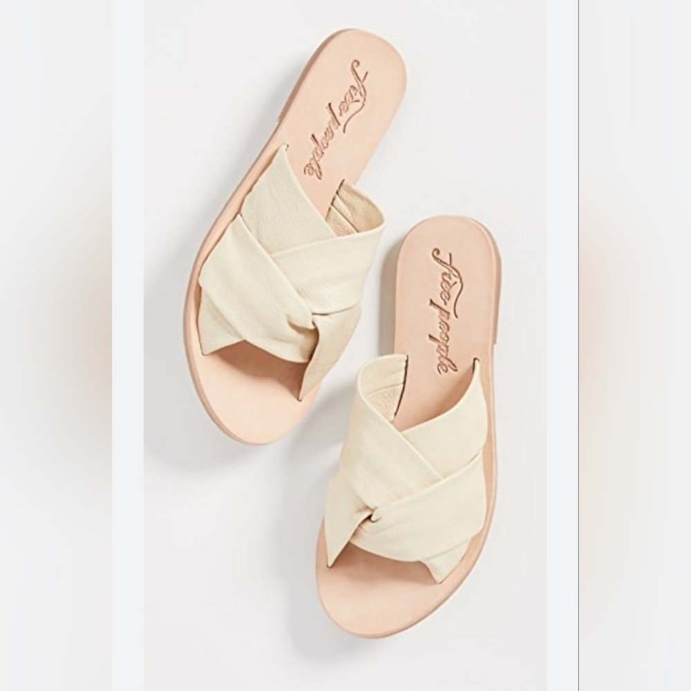 Free People Rio Vista Cream Twisted Fabric Slide Sandals Size  37